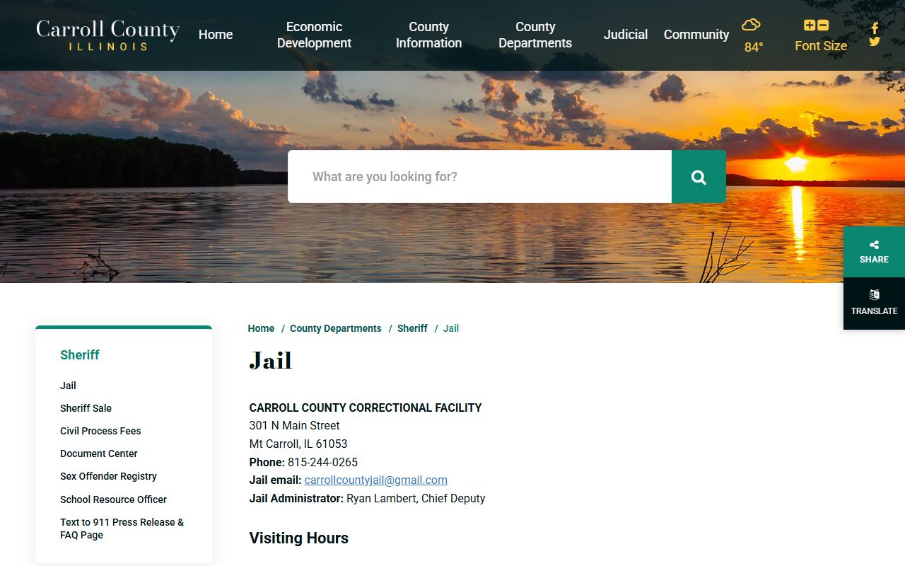 Carroll County Correctional Facility inmate lookup jail page